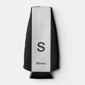 Monogram Twee Tone Modern Zwart en Lichtgrijs Flesjeskoeler (Voorkant)