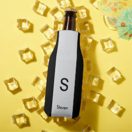 Monogram Twee Tone Modern Zwart en Lichtgrijs Flesjeskoeler