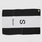 Monogram Twee Tone Modern Zwart en Lichtgrijs Golfhanddoek (Horizontaal)