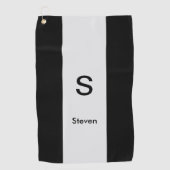 Monogram Twee Tone Modern Zwart en Lichtgrijs Golfhanddoek (Voorkant)