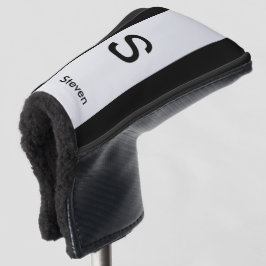 Monogram Twee Tone Modern Zwart en Lichtgrijs Golfheadcover