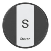 Monogram Twee Tone Modern Zwart en Lichtgrijs Hockey Puck (Voorkant)