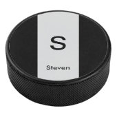 Monogram Twee Tone Modern Zwart en Lichtgrijs Hockey Puck (3/4)