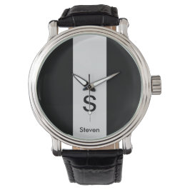 Monogram Twee Tone Modern Zwart en Lichtgrijs Horloge