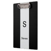 Monogram Twee Tone Modern Zwart en Lichtgrijs Klembord (Links)