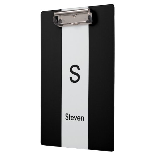 Monogram Twee Tone Modern Zwart en Lichtgrijs Klembord (Links)