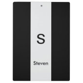 Monogram Twee Tone Modern Zwart en Lichtgrijs Klembord (Achterkant)