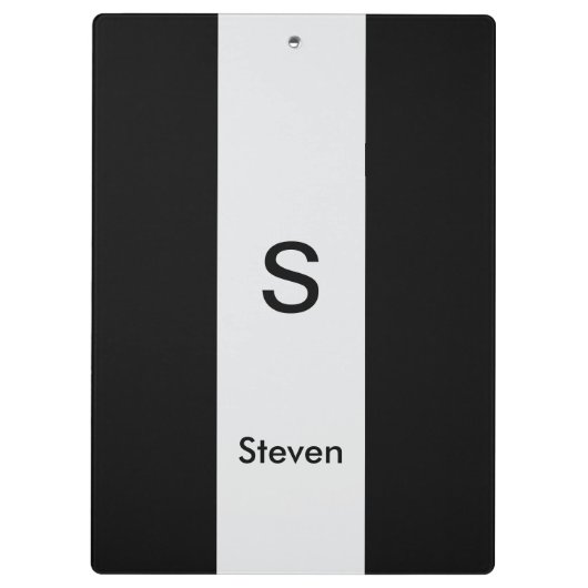 Monogram Twee Tone Modern Zwart en Lichtgrijs Klembord (Achterkant)