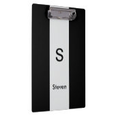 Monogram Twee Tone Modern Zwart en Lichtgrijs Klembord (Rechts)