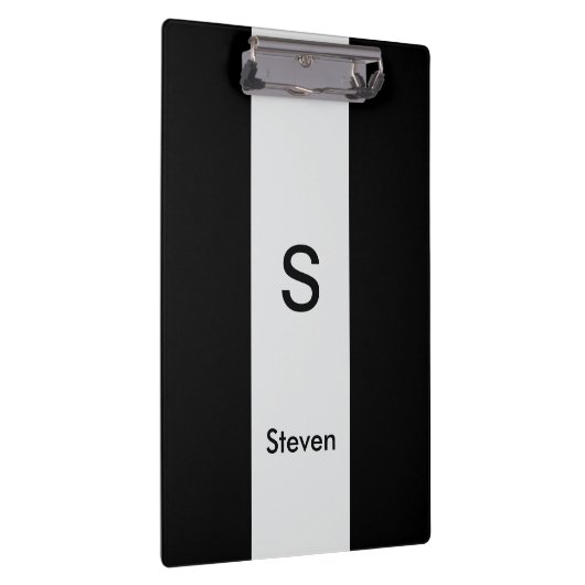 Monogram Twee Tone Modern Zwart en Lichtgrijs Klembord (Rechts)