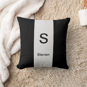Monogram Twee Tone Modern Zwart en Lichtgrijs Kussen