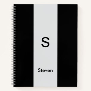 Monogram Twee Tone Modern Zwart en Lichtgrijs Notitieboek