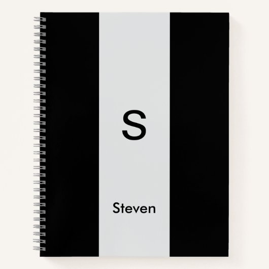 Monogram Twee Tone Modern Zwart en Lichtgrijs Notitieboek (Voorkant)