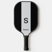 Monogram Twee Tone Modern Zwart en Lichtgrijs Pickleball Paddle (Voorkant)