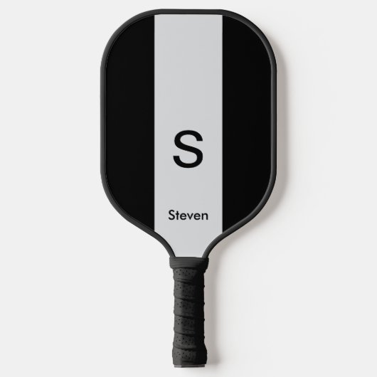 Monogram Twee Tone Modern Zwart en Lichtgrijs Pickleball Paddle (Voorkant)