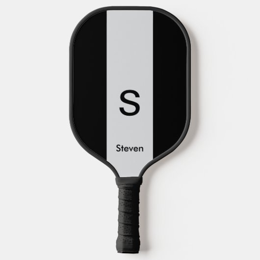 Monogram Twee Tone Modern Zwart en Lichtgrijs Pickleball Paddle (Achterkant)