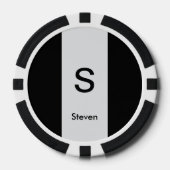 Monogram Twee Tone Modern Zwart en Lichtgrijs Poker Chips (Voorkant)