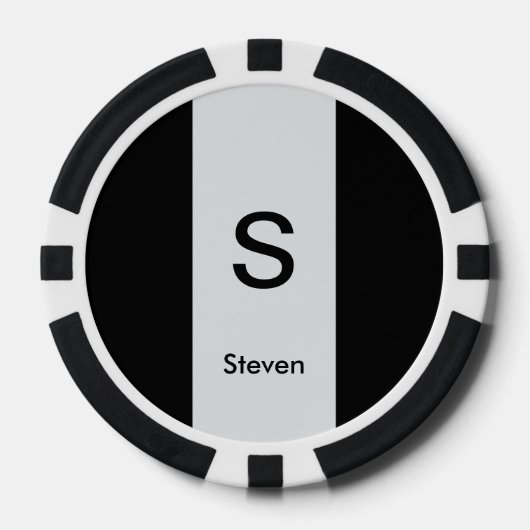 Monogram Twee Tone Modern Zwart en Lichtgrijs Poker Chips (Voorkant)