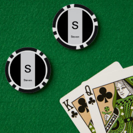 Monogram Twee Tone Modern Zwart en Lichtgrijs Poker Chips