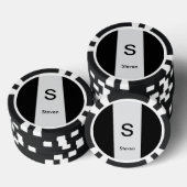 Monogram Twee Tone Modern Zwart en Lichtgrijs Poker Chips (Opstapeling)