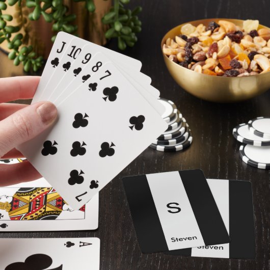 Monogram Twee Tone Modern Zwart en Lichtgrijs Pokerkaarten (Insitu)