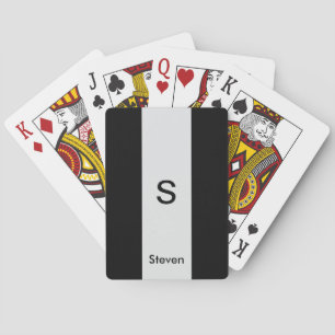 Monogram Twee Tone Modern Zwart en Lichtgrijs Pokerkaarten