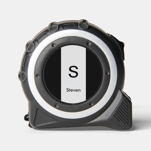 Monogram Twee Tone Modern Zwart en Lichtgrijs Rolmaat (Voorkant)