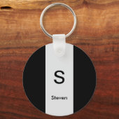 Monogram Twee Tone Modern Zwart en Lichtgrijs Sleutelhanger (Voorkant)