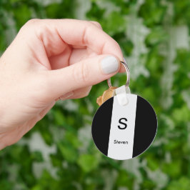 Monogram Twee Tone Modern Zwart en Lichtgrijs Sleutelhanger