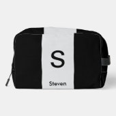 Monogram Twee Tone Modern Zwart en Lichtgrijs Toilettasje (Achterkant)