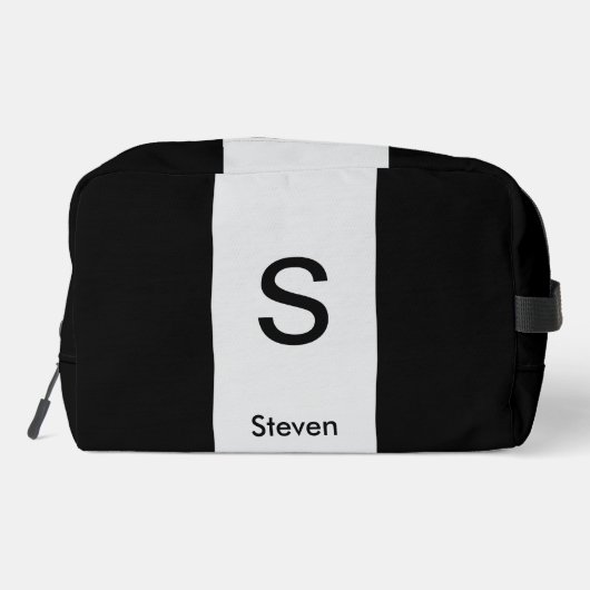 Monogram Twee Tone Modern Zwart en Lichtgrijs Toilettasje (Achterkant)