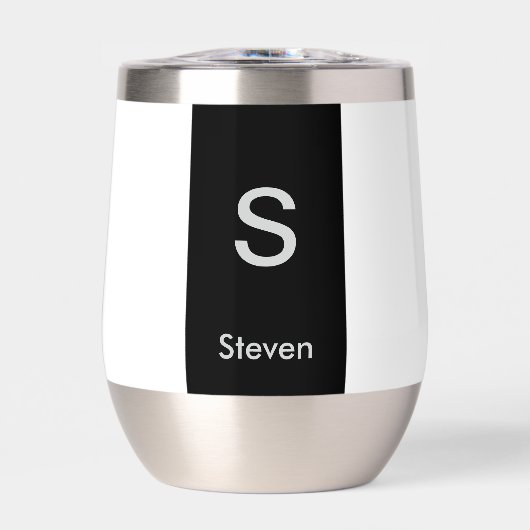 Monogram Twee Tone Modern Zwart en Wit (Voorkant)