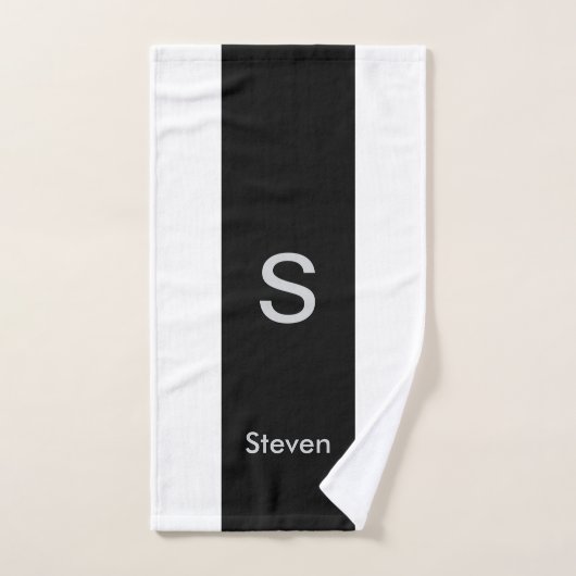 Monogram Twee Tone Modern Zwart en Wit Bad Handdoek (Handdoek)