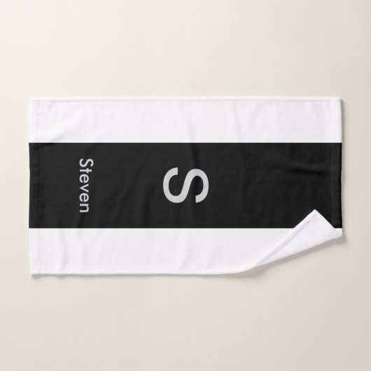 Monogram Twee Tone Modern Zwart en Wit Bad Handdoek (Handdoek)
