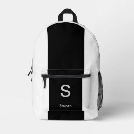 Monogram Twee Tone Modern Zwart en Wit Bedrukte Rugzak