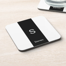 Monogram Twee Tone Modern Zwart en Wit Bier Onderzetter