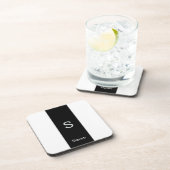 Monogram Twee Tone Modern Zwart en Wit Bier Onderzetter (Rechterzijde)