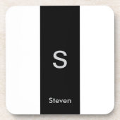 Monogram Twee Tone Modern Zwart en Wit Bier Onderzetter (Voorkant)