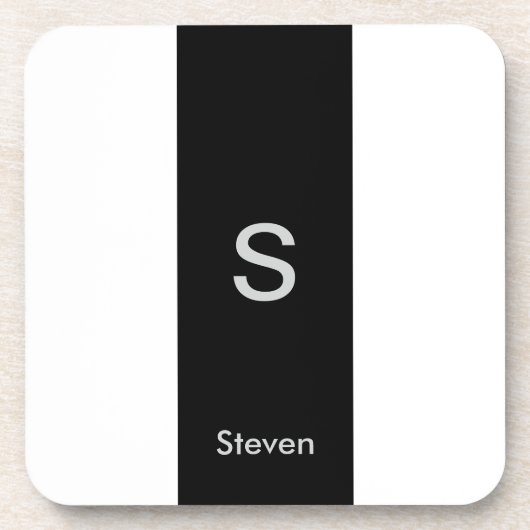 Monogram Twee Tone Modern Zwart en Wit Bier Onderzetter (Voorkant)