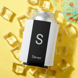 Monogram Twee Tone Modern Zwart en Wit Blikjeskoeler