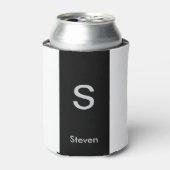 Monogram Twee Tone Modern Zwart en Wit Blikjeskoeler (Blikje Voorkant)