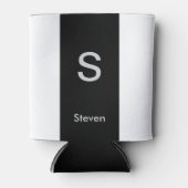 Monogram Twee Tone Modern Zwart en Wit Blikjeskoeler (Voorkant)