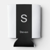 Monogram Twee Tone Modern Zwart en Wit Blikjeskoeler (Achterkant)