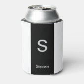 Monogram Twee Tone Modern Zwart en Wit Blikjeskoeler (Blikje Achterkant)