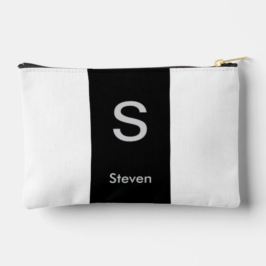 Monogram Twee Tone Modern Zwart en Wit Etui (Achterkant)