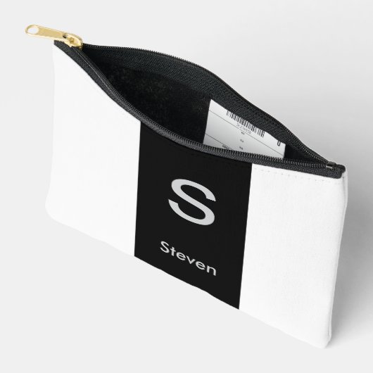 Monogram Twee Tone Modern Zwart en Wit Etui (Open)