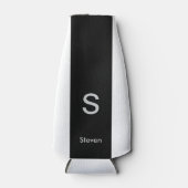 Monogram Twee Tone Modern Zwart en Wit Flesjeskoeler (Voorkant)