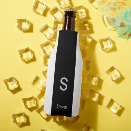 Monogram Twee Tone Modern Zwart en Wit Flesjeskoeler