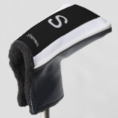 Monogram Twee Tone Modern Zwart en Wit Golfheadcover (3/4 voorkant)