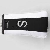 Monogram Twee Tone Modern Zwart en Wit Golfheadcover (Voorkant)